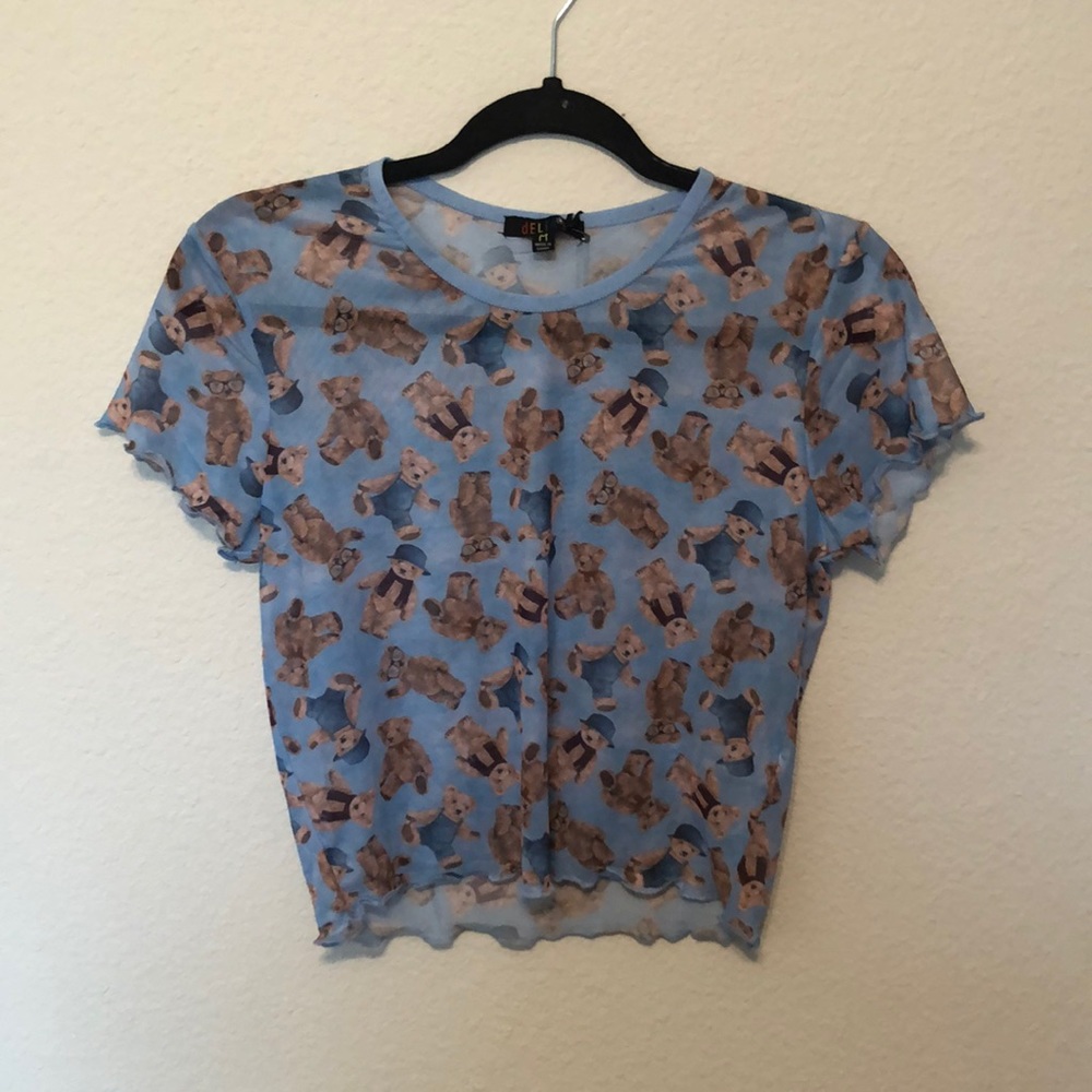 Sheer, cropped, graphic tee